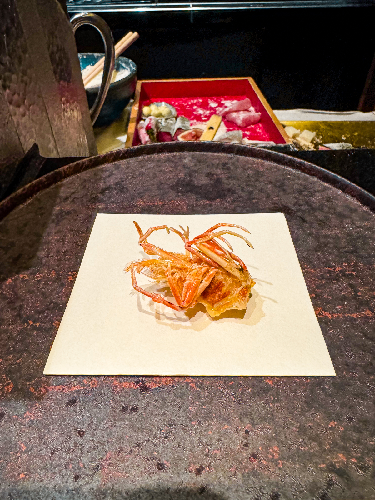 Head of tiger-prawn tempura.